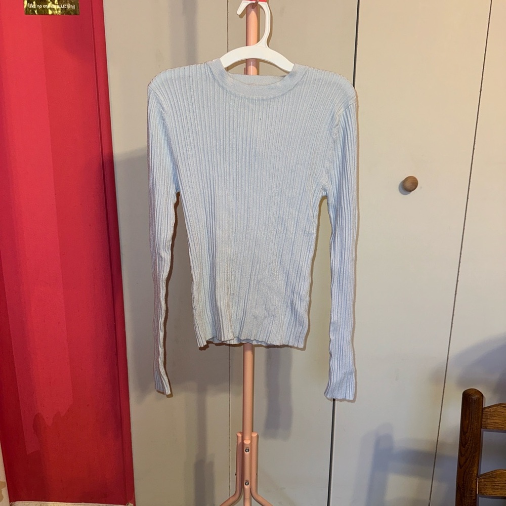 Forever 21 Sky Blue Ribbed Knit Top